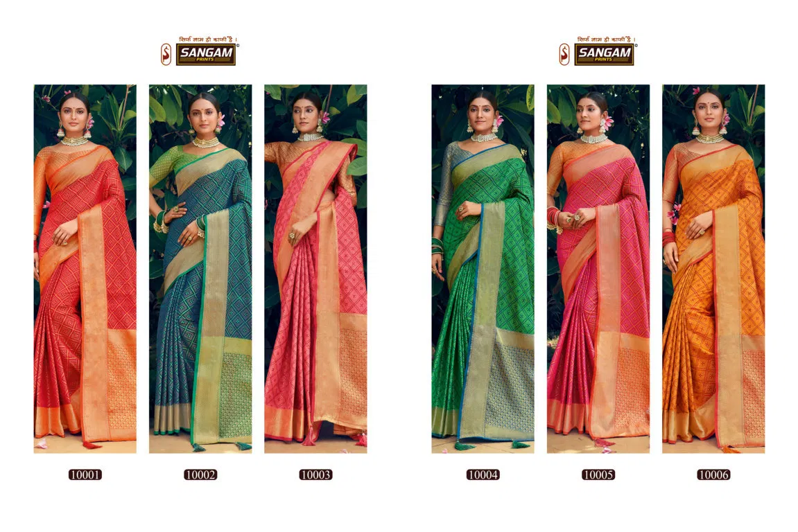 Sangam Navratan Heavy Festive Wear Patola Silk Latest Designer Saree Collection
